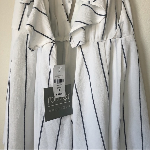 NWT LF White Romper with Gray Stripes - Picture 4 of 6